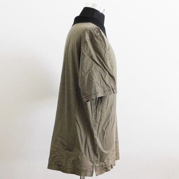 Alan Flusser Golf Tan Striped Cotton Short Sleeve Polo Mens Large Shirt - Picture 4 of 5